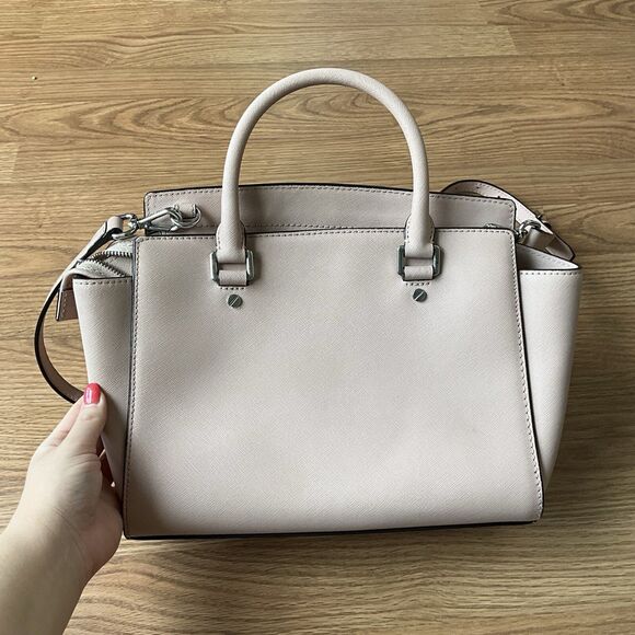 Michael Kors Selma Medium Satchel Crossbody Dark Dune Saffiano Leather - Picture 8 of 13